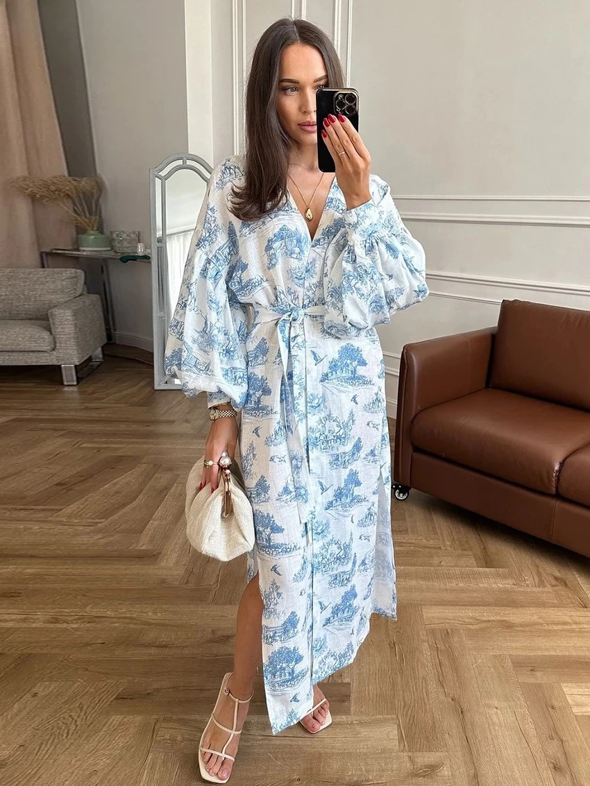 DINADD Fashion Loose Print Women Dress 2025 Casual V-Neck Long Sleeve Ankle Length Dresses Elegant Classic Lace-Up Female Dress
DINADD Fashion Loose Print Women Dress 2025 Casual V-Neck Long Sleeve Ankle Length Dresses Elegant Classic Lace-Up Female Dress