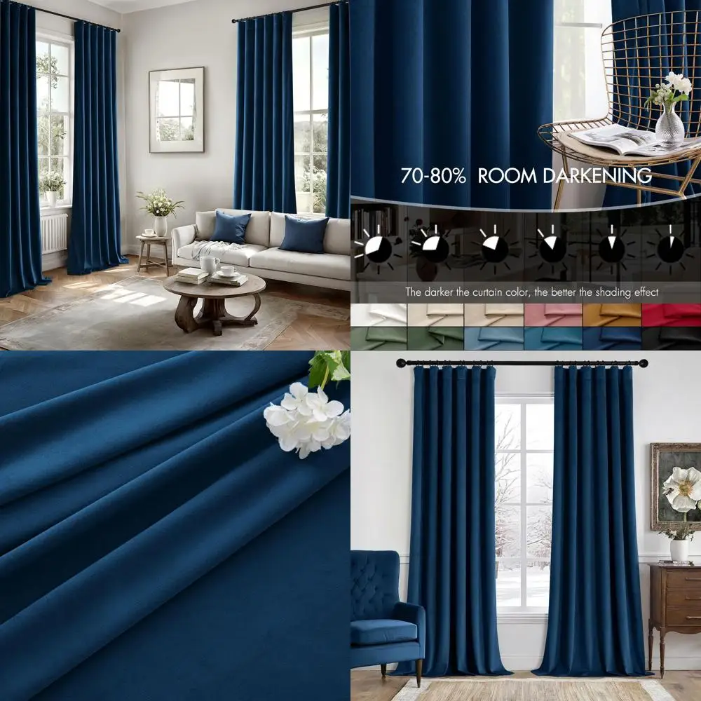Navy Blue 96 Thermal Insulated Pinch Pleat Curtains for Bedroom, Living Room, with Hooks
Navy Blue 96 Thermal Insulated Pinch Pleat Curtains for Bedroom, Living Room, with Hooks