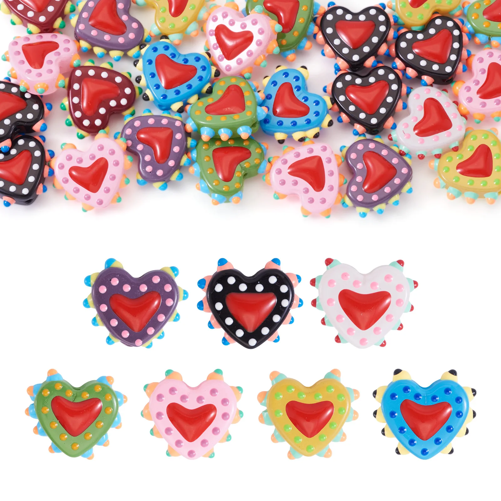 25Pcs Heart Handmade Lampwork Bumpy Beads Glass Enamel Spacer Loose Bead for DIY Earring Bracelet Necklace Jewelry Craft Making
25Pcs Heart Handmade Lampwork Bumpy Beads Glass Enamel Spacer Loose Bead for DIY Earring Bracelet Necklace Jewelry Craft Making