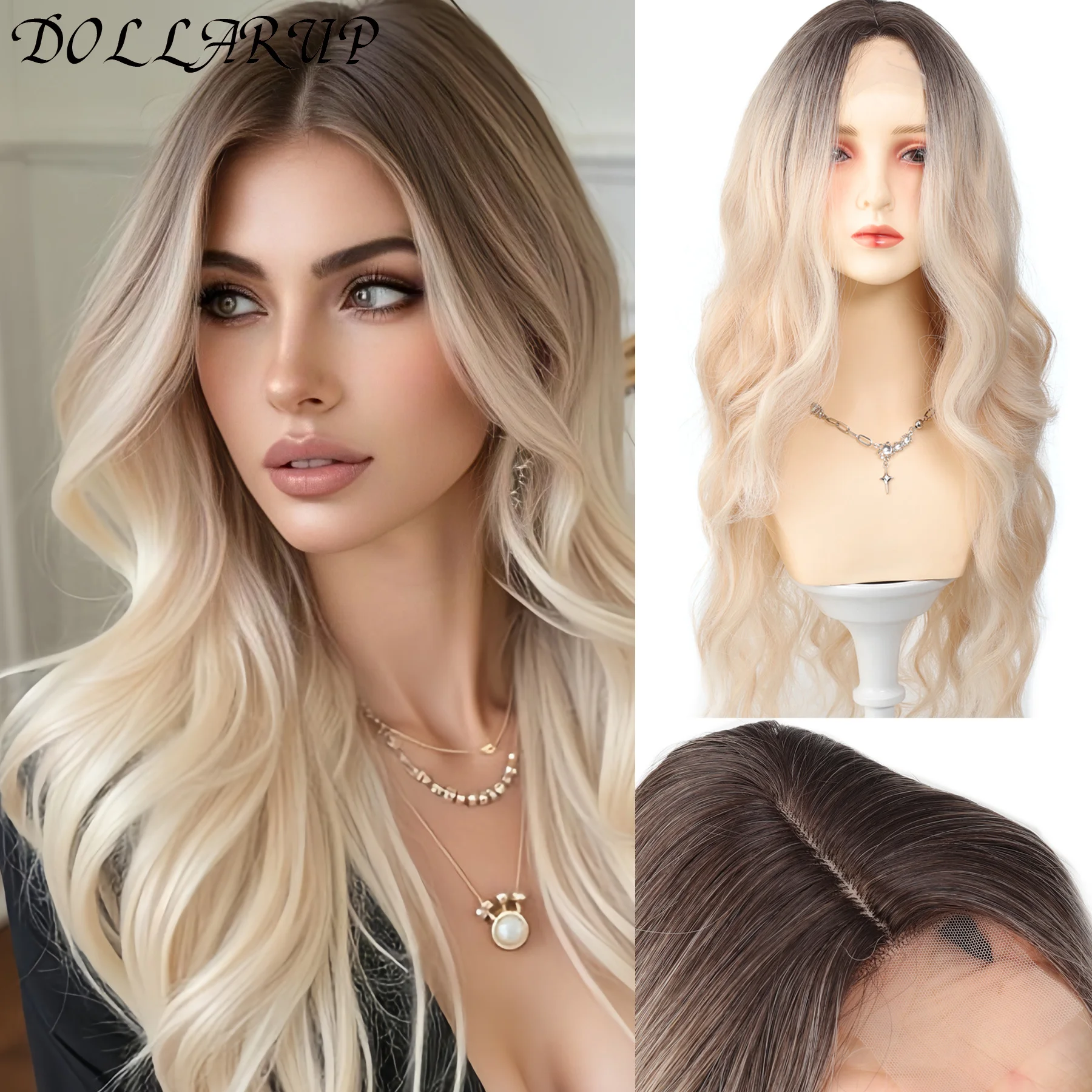 Synthetic Long Lace Ombre Blonde Wavy Wig for Women 26 Inch Middle Part Curly Natural Looking Heat Resistant Fiber for Daily
Synthetic Long Lace Ombre Blonde Wavy Wig for Women 26 Inch Middle Part Curly Natural Looking Heat Resistant Fiber for Daily