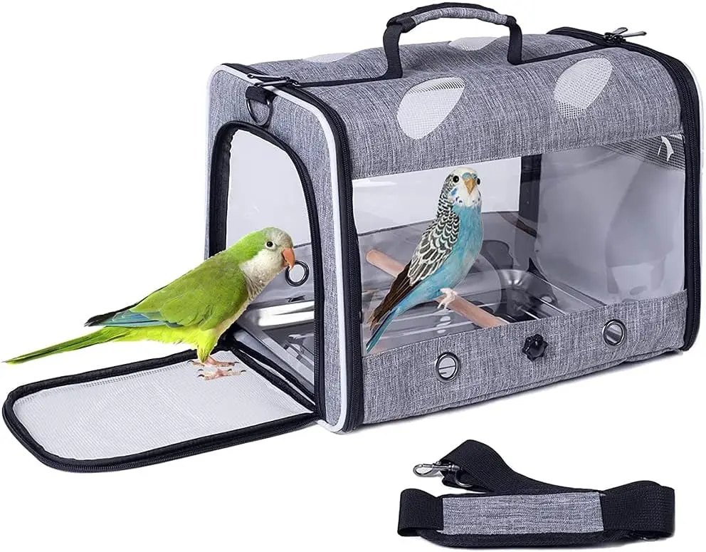 Portable Bird Carrier with Stand Perch, Breathable Cage for Travel and Hiking, Airline Approved
Portable Bird Carrier with Stand Perch, Breathable Cage for Travel and Hiking, Airline Approved