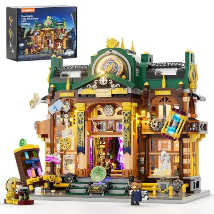 Steampunk Time-Rift Library Lighting Building-Bricks Set 3187 Pcs Modular Black and Brass Building Blocks Display Set for Adult
Steampunk Time-Rift Library Lighting Building-Bricks Set 3187 Pcs Modular Black and Brass Building Blocks Display Set for Adult