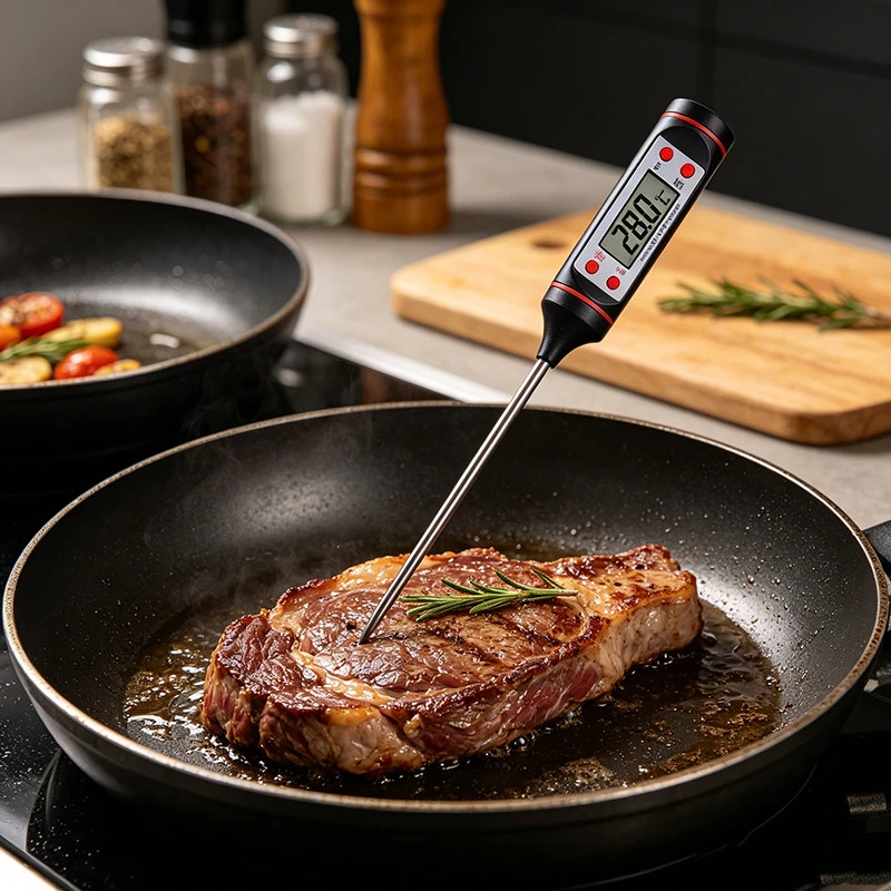 Digital Meat Thermometer with Food Cooking BBQ Probe for Water Milk Oil Oven Temperature Measurement, Digital with 0.1 Accuracy
Digital Meat Thermometer with Food Cooking BBQ Probe for Water Milk Oil Oven Temperature Measurement, Digital with 0.1 Accuracy