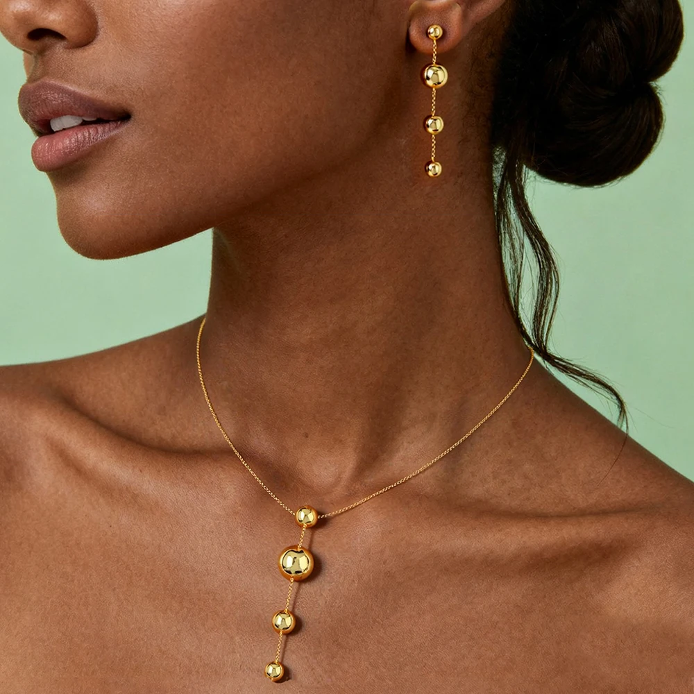 18K Glod Plated Stainless Steel Beads Earrings Necklaces for DIY Fashion Jewelry for Girls Rolo Chain Fashion Beaded Jewelry
18K Glod Plated Stainless Steel Beads Earrings Necklaces for DIY Fashion Jewelry for Girls Rolo Chain Fashion Beaded Jewelry