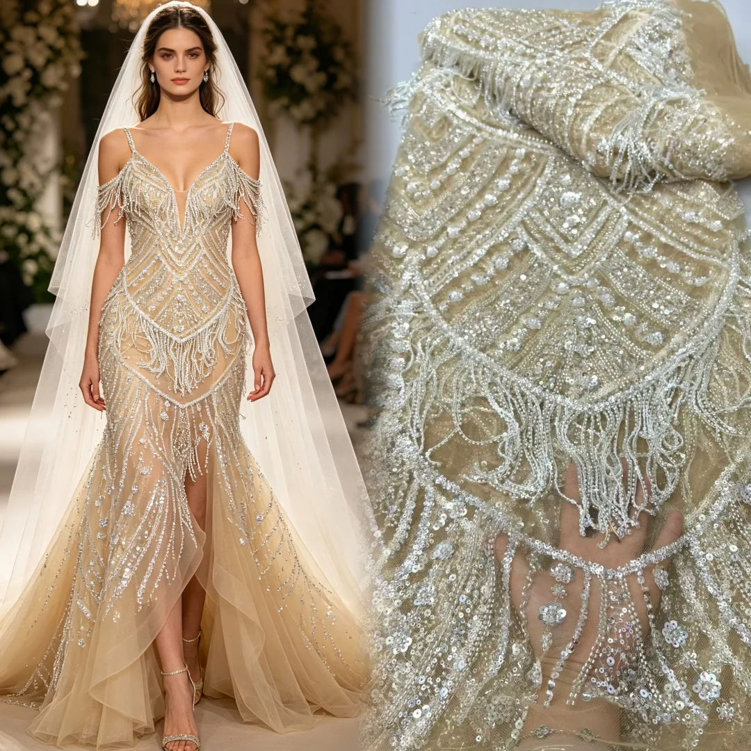 2026 African Beaded Lace Fabric High-Quality French-Style Nigerian Sequined Lace Fabric Suitable for Evening Gowns
2026 African Beaded Lace Fabric High-Quality French-Style Nigerian Sequined Lace Fabric Suitable for Evening Gowns
