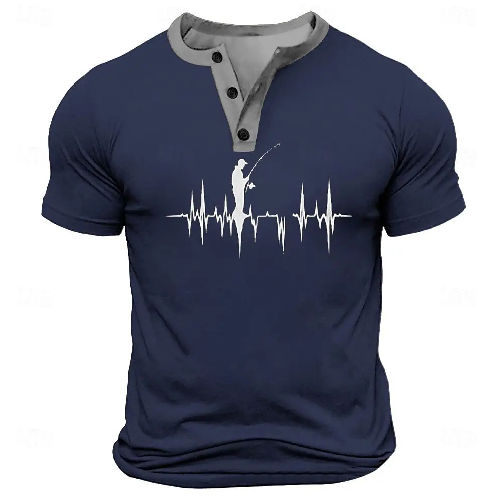 Simple Design Fishing Graphic Men's Henley T-Shirt Summer Outdoor Sports Button-Down Henry Shirts Loose Daily Casual Trendy Tops
Simple Design Fishing Graphic Men's Henley T-Shirt Summer Outdoor Sports Button-Down Henry Shirts Loose Daily Casual Trendy Tops