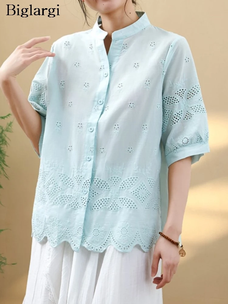 Oversized Summer Shirts Women Floral Embroidery Hollow Out Fashion Casual Ladies Blouses Loose Woman Shirt
Oversized Summer Shirts Women Floral Embroidery Hollow Out Fashion Casual Ladies Blouses Loose Woman Shirt