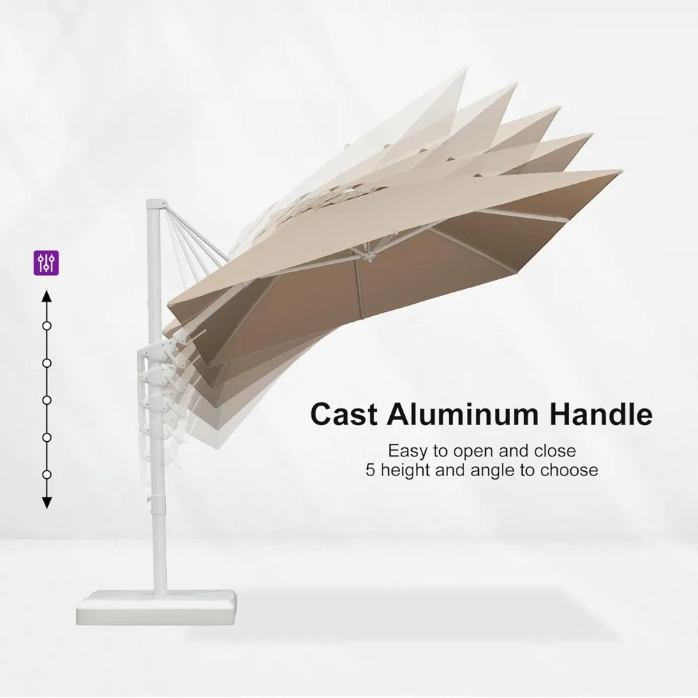 8' X 11.5' Right-left Tilt White Cantilever Umbrella with Base Patio Outdoor Swivel Umbrellas with Aluminum Tilt, Customized
8' X 11.5' Right-left Tilt White Cantilever Umbrella with Base Patio Outdoor Swivel Umbrellas with Aluminum Tilt, Customized