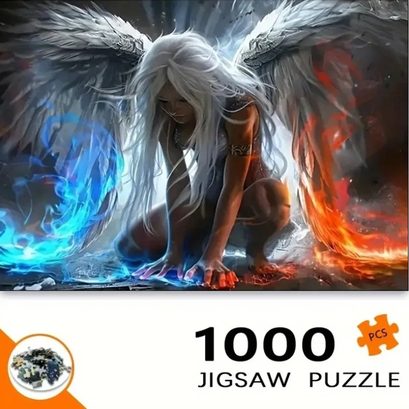 1000pcs Puzzle with Angel Wing Female Figure, White Hair & Blue/Red Flames - Large Challenge Intermediate Level 3D Cube Art, M
1000pcs Puzzle with Angel Wing Female Figure, White Hair & Blue/Red Flames - Large Challenge Intermediate Level 3D Cube Art, M