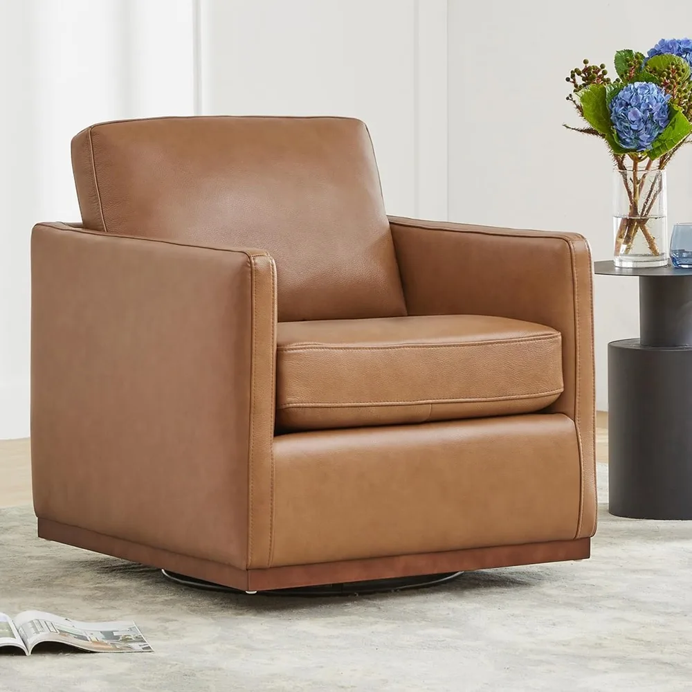 Genuine Leather Swivel Accent Chair, FSC Certified Mid Century Modern Arm Chair, Living Room Chairs
Genuine Leather Swivel Accent Chair, FSC Certified Mid Century Modern Arm Chair, Living Room Chairs