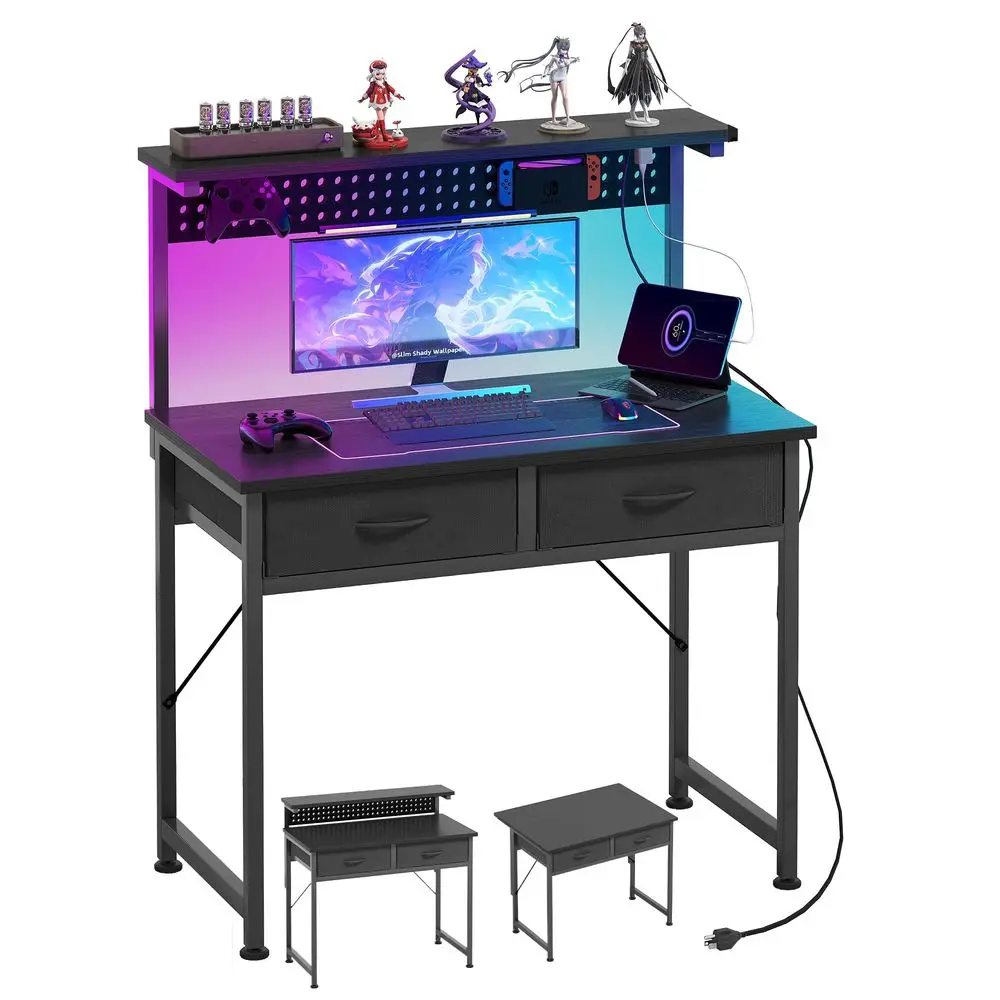 Small Desk with Drawers, 31 Inch Computer Desk with Power Outlet amp LED Light, Gaming Desk with Adjustable Monitor Stand amp P
Small Desk with Drawers, 31 Inch Computer Desk with Power Outlet amp LED Light, Gaming Desk with Adjustable Monitor Stand amp P