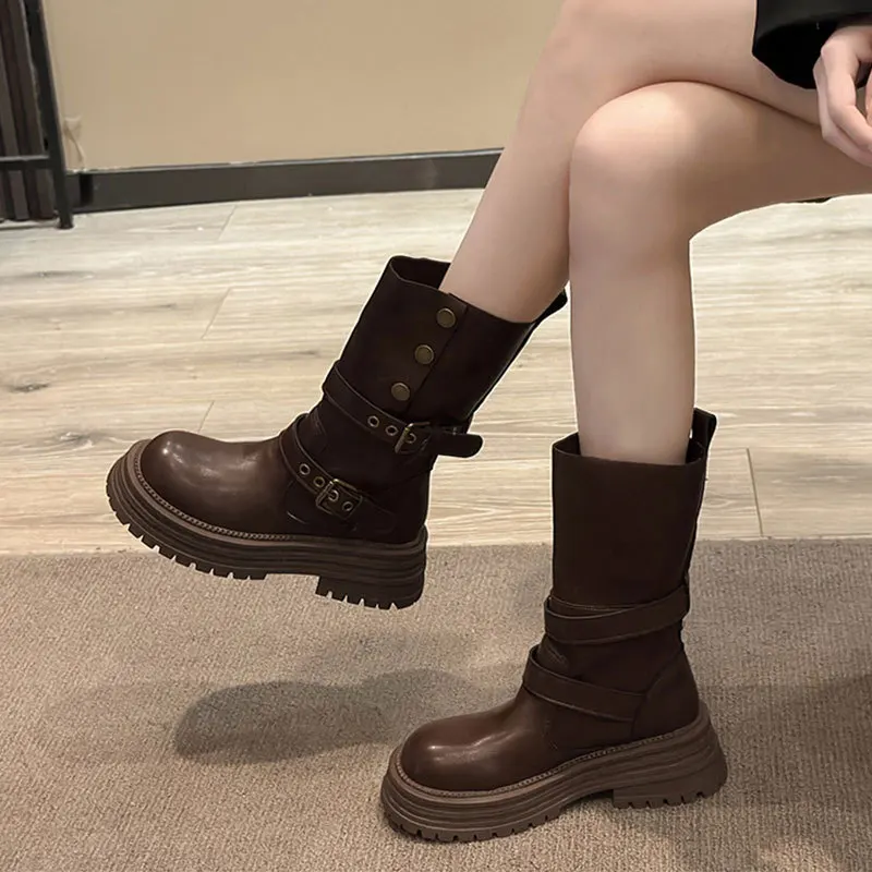 Brown Thick Bottom Boots Women's Short Boots British Style Autumn Vintage Women's Shoes High Top Ultrafine Fiber Leather
Brown Thick Bottom Boots Women's Short Boots British Style Autumn Vintage Women's Shoes High Top Ultrafine Fiber Leather