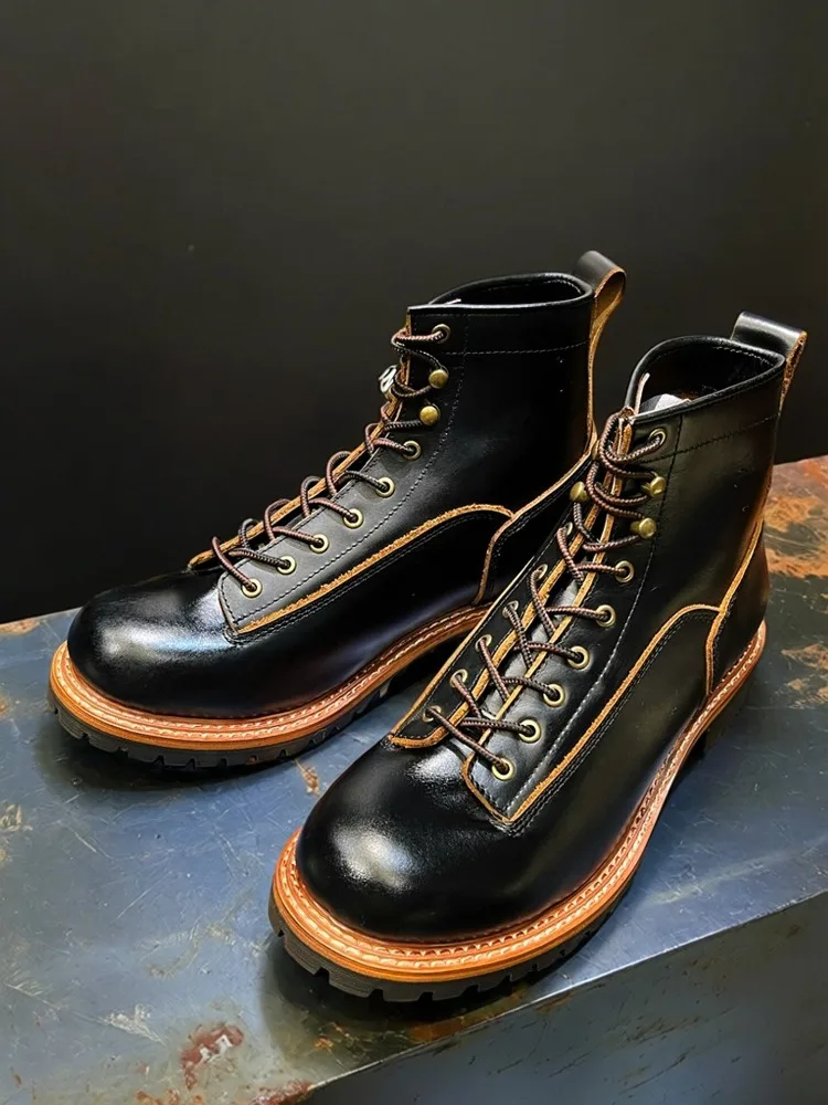 American Vintage High-Top Top-Grain Leather Work Boots Men British-Style Genuine Leather Motorcycle Boots
American Vintage High-Top Top-Grain Leather Work Boots Men British-Style Genuine Leather Motorcycle Boots