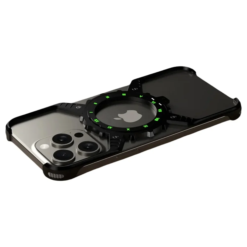 For iPhone 14 13 15 16 Pro Max 16 Plus 360° Stand X-shaped Mechanical Gear Aluminium Magnetic Frameless Noctilucent Phone Cover
For iPhone 14 13 15 16 Pro Max 16 Plus 360° Stand X-shaped Mechanical Gear Aluminium Magnetic Frameless Noctilucent Phone Cover