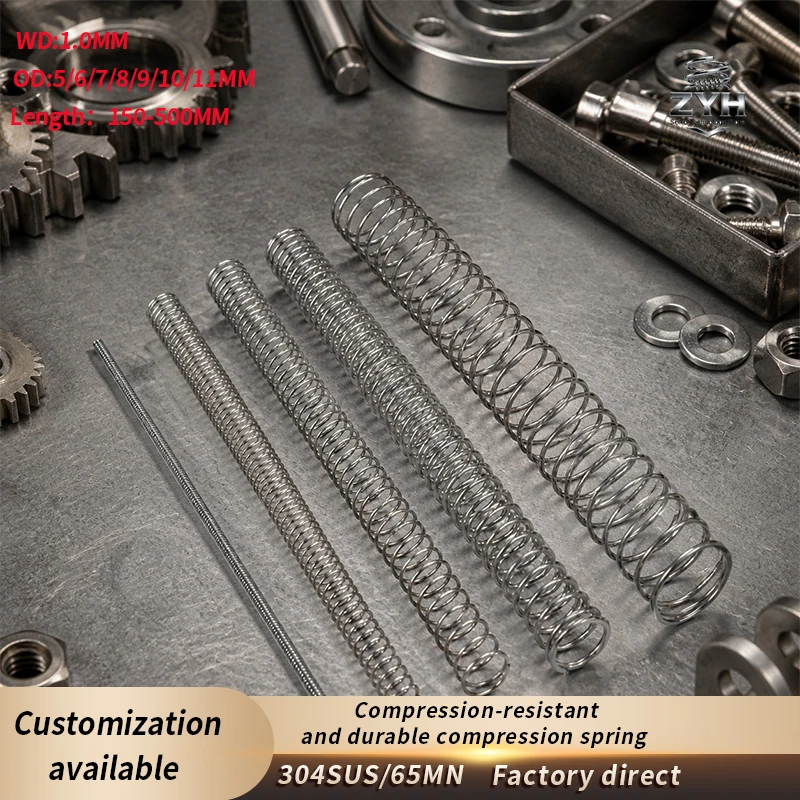 304SUS/65MN 1pcs strong compression long spring WD1.0mm OD5-11mm Length150-500mm shock absorption pressure spring
304SUS/65MN 1pcs strong compression long spring WD1.0mm OD5-11mm Length150-500mm shock absorption pressure spring