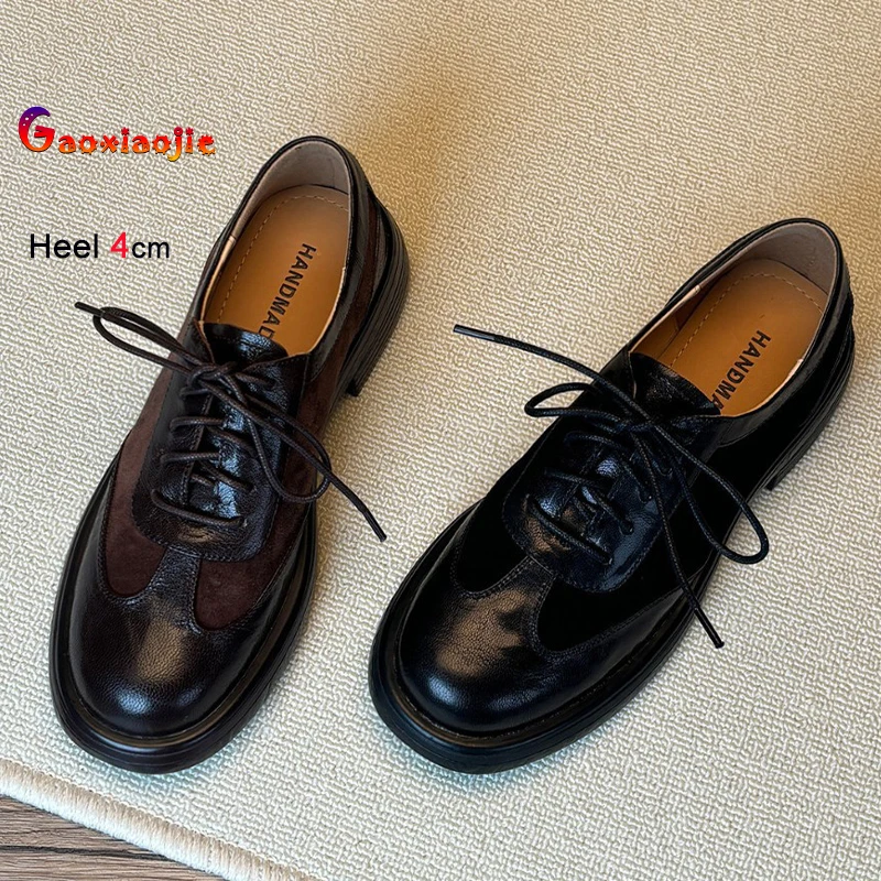 Весенне-осенние женские туфли в ретро-стиле, коричнево-черные, с круглым носком, на толстом среднем каблуке 4 см, на шнуровке, повседневные лоферы-мюли
Весенне-осенние женские туфли в ретро-стиле, коричнево-черные, с круглым носком, на толстом среднем каблуке 4 см, на шнуровке, повседневные лоферы-мюли