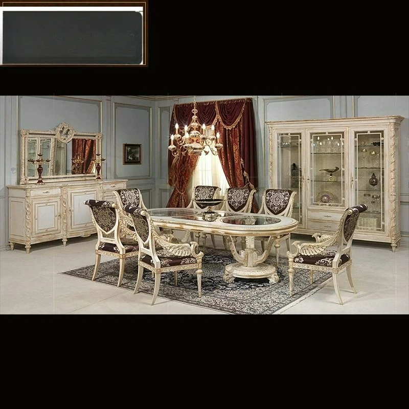 Customizable European dining table and chair combination French villa carved solid wood dining table rectangular dining table
Customizable European dining table and chair combination French villa carved solid wood dining table rectangular dining table