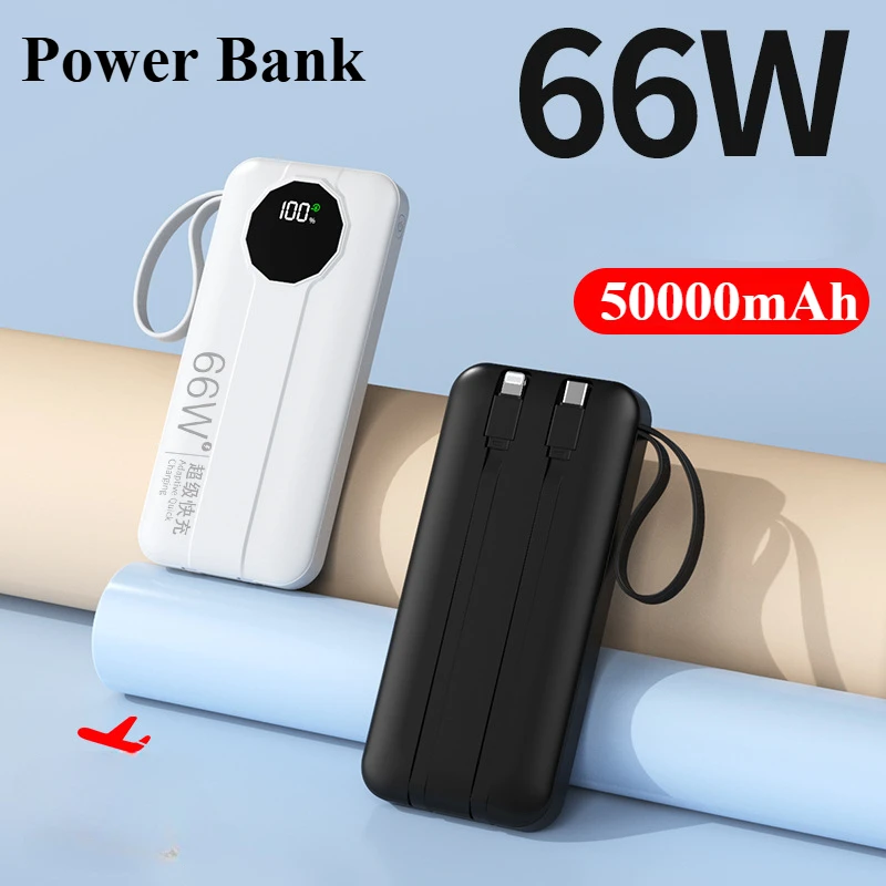 50000mAh Large Capacity Power Bank 66W Fast Charging External Battery Portable Charger with LED Light for iPhone Xiaomi Huawei
50000mAh Large Capacity Power Bank 66W Fast Charging External Battery Portable Charger with LED Light for iPhone Xiaomi Huawei