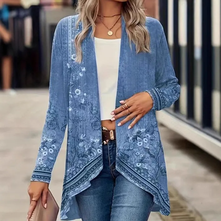 Spring Autumn Large Size Women's Fashion Print Long Sleeve Plant Flower Pattern Open Cardigan No Button Stylish Wrap Coat
Spring Autumn Large Size Women's Fashion Print Long Sleeve Plant Flower Pattern Open Cardigan No Button Stylish Wrap Coat