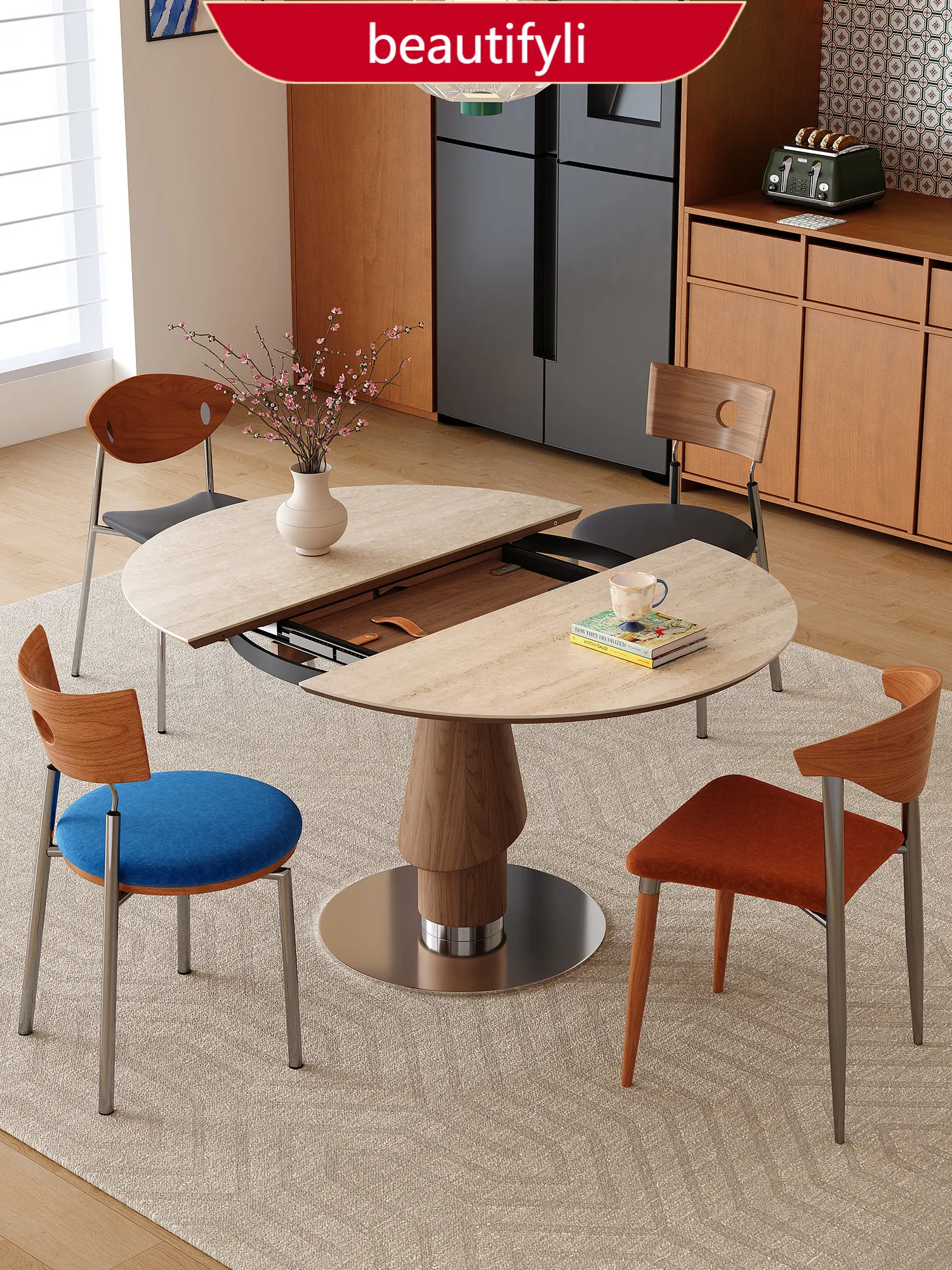 A38 Simple dining table and chairs, new retractable dining table household living room small apartment rock slab dining table
A38 Simple dining table and chairs, new retractable dining table household living room small apartment rock slab dining table