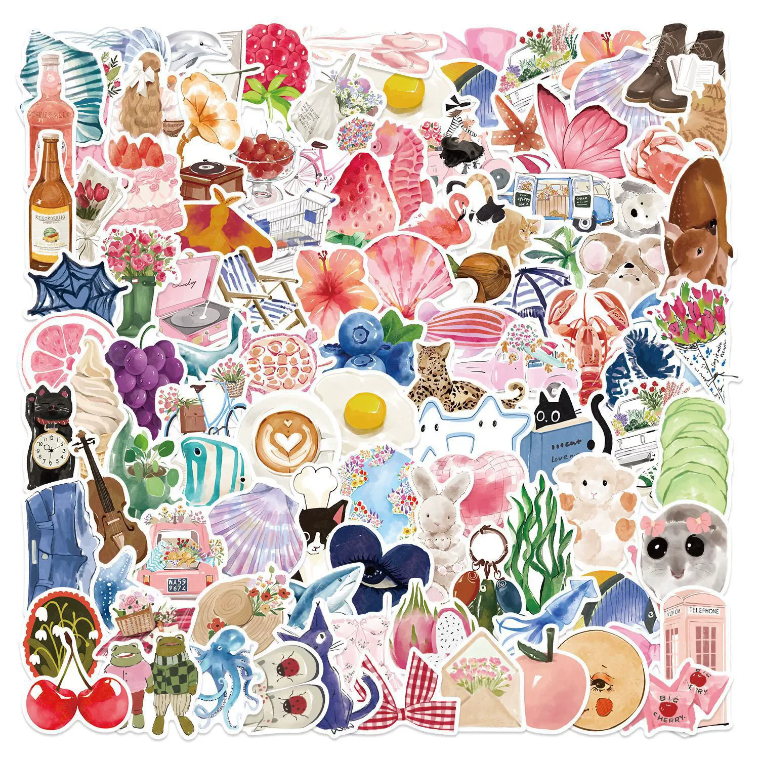 100pcs/set Cartoon Watercolor Diary Stickers Decals For Scrapbook Phone Laptop Luggage Helmet DIY Graffiti Aesthetic Stickers
100pcs/set Cartoon Watercolor Diary Stickers Decals For Scrapbook Phone Laptop Luggage Helmet DIY Graffiti Aesthetic Stickers