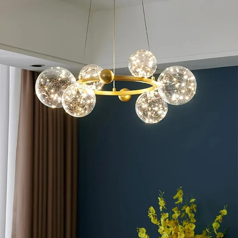 Ring Pendant Lamp Romantic Star Chandelier Round Long Glass Ball Hanging Light Dining Table Above Starry Sky LED Lights
Ring Pendant Lamp Romantic Star Chandelier Round Long Glass Ball Hanging Light Dining Table Above Starry Sky LED Lights