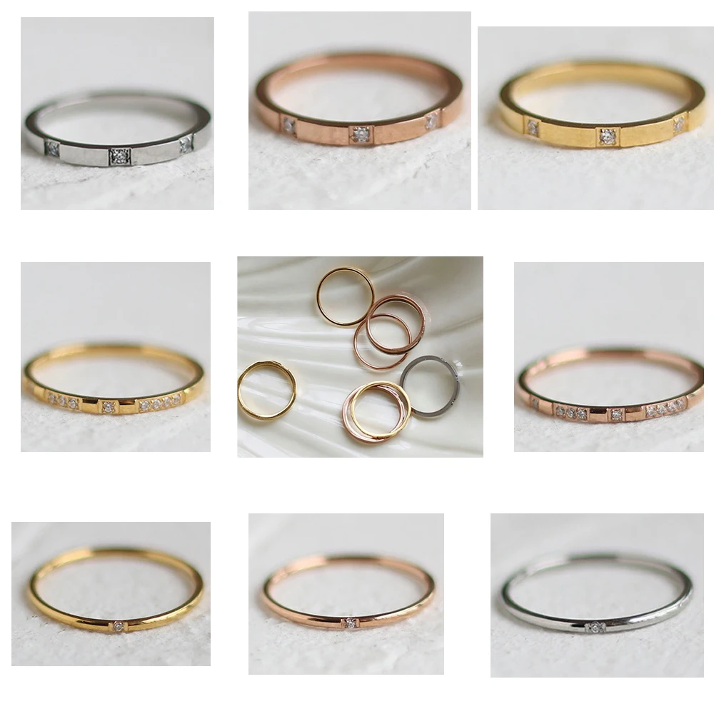 1mm Ultra Thin Titanium Steel Gold Plated Micro Pave Single Stone Ring Delicate Stackable Fashion Jewelry for Couple Rings
1mm Ultra Thin Titanium Steel Gold Plated Micro Pave Single Stone Ring Delicate Stackable Fashion Jewelry for Couple Rings