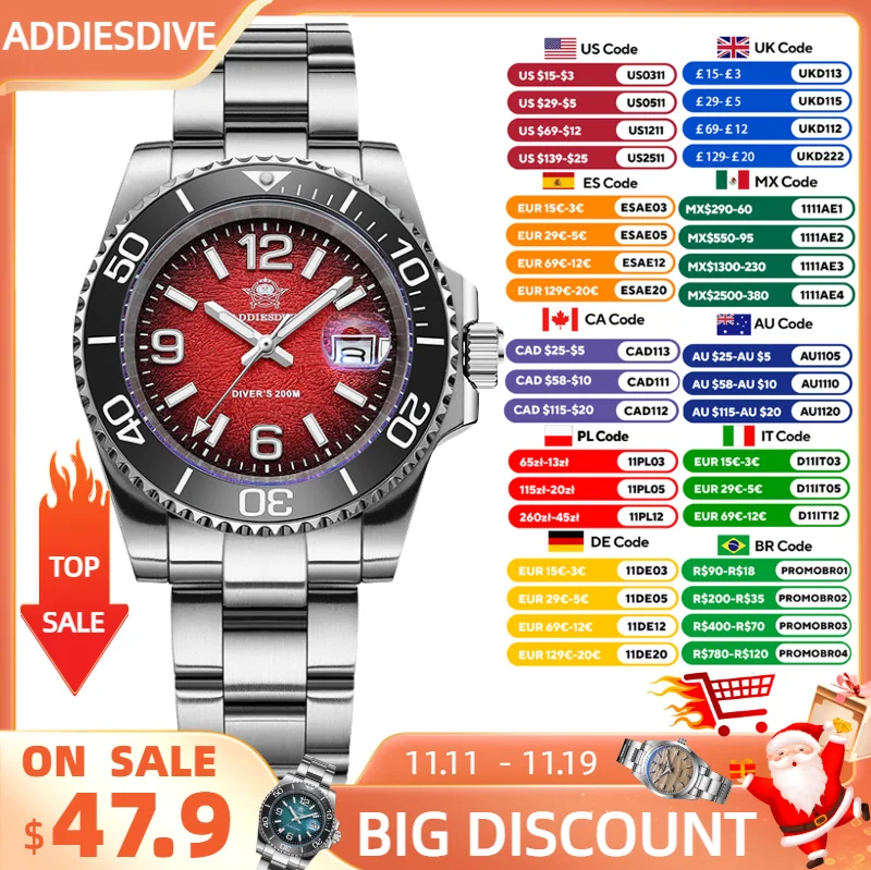 ADDIESDIVE Men Watch Sport Diving 41mm Quartz Wristwatch 200m Waterproof Stainless Steel Luminous AD2513 Watch for Men 2025 New
ADDIESDIVE Men Watch Sport Diving 41mm Quartz Wristwatch 200m Waterproof Stainless Steel Luminous AD2513 Watch for Men 2025 New