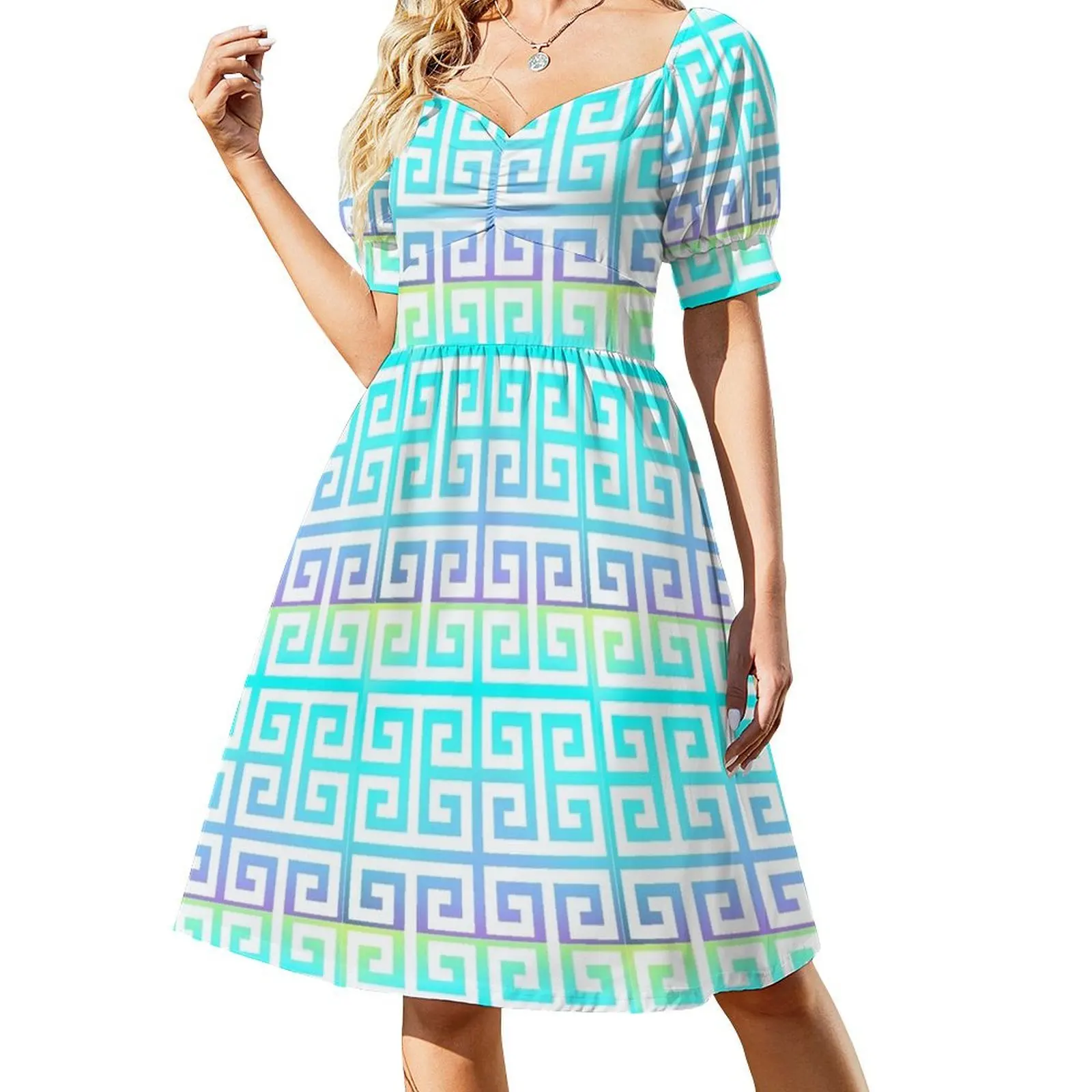 Fret pattern Short-Sleeved Dress Woman dresses elegant chic wedding evening dresses
Fret pattern Short-Sleeved Dress Woman dresses elegant chic wedding evening dresses