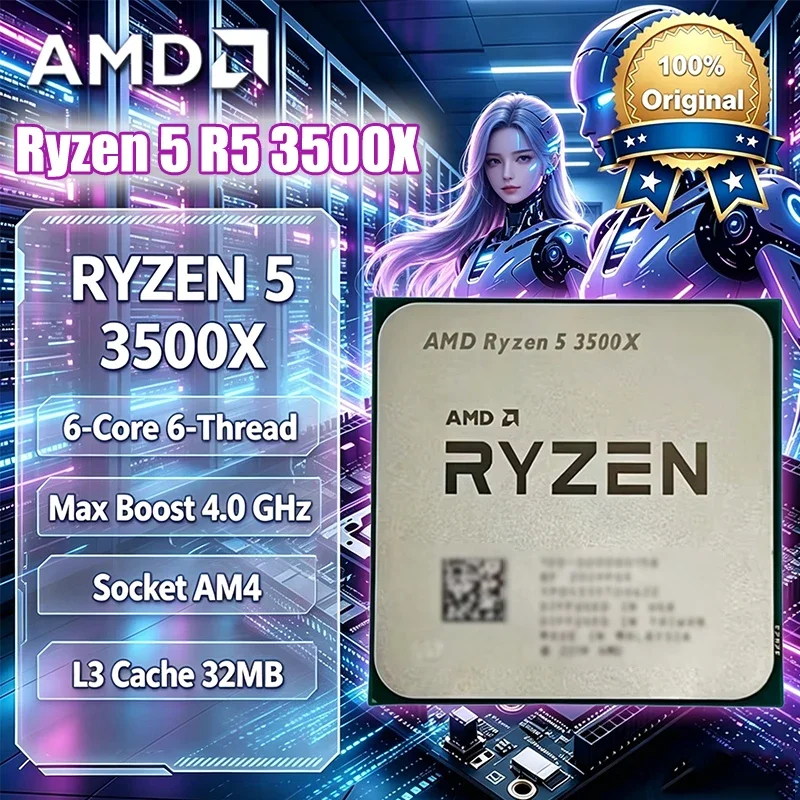 AMD Ryzen 5 R5 3500X 3.6GHz 6-Core 6-Thread CPU Processor Socket AM4 3.6GHz 7NM Processor 65W DDR4 But No Fan