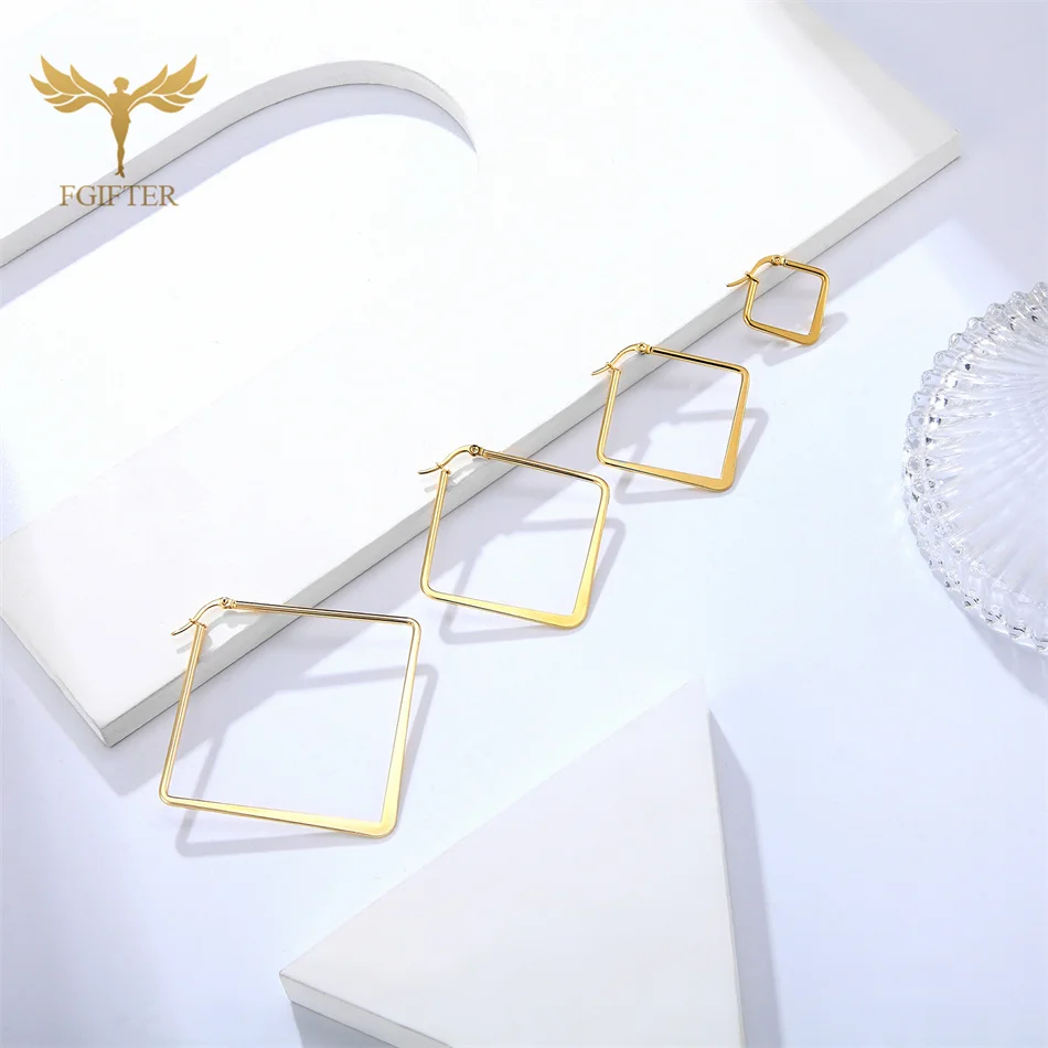 Stainless Steel Hoop Earrings For Women Gold Color Jewelry Minimalist Geometric Square Design 20-50mm Exaggerated Ear Rings
Stainless Steel Hoop Earrings For Women Gold Color Jewelry Minimalist Geometric Square Design 20-50mm Exaggerated Ear Rings