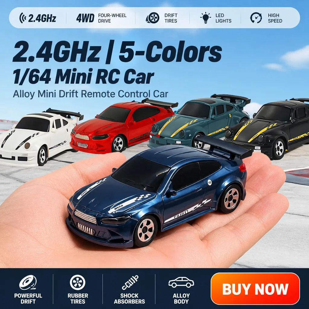 2.4G RC Drift Car 1/64 4WD Remote Control Car High Speed Four Wheel Drive Radio Controlled Mini Racing Car Model Boys Toys Gifts
2.4G RC Drift Car 1/64 4WD Remote Control Car High Speed Four Wheel Drive Radio Controlled Mini Racing Car Model Boys Toys Gifts