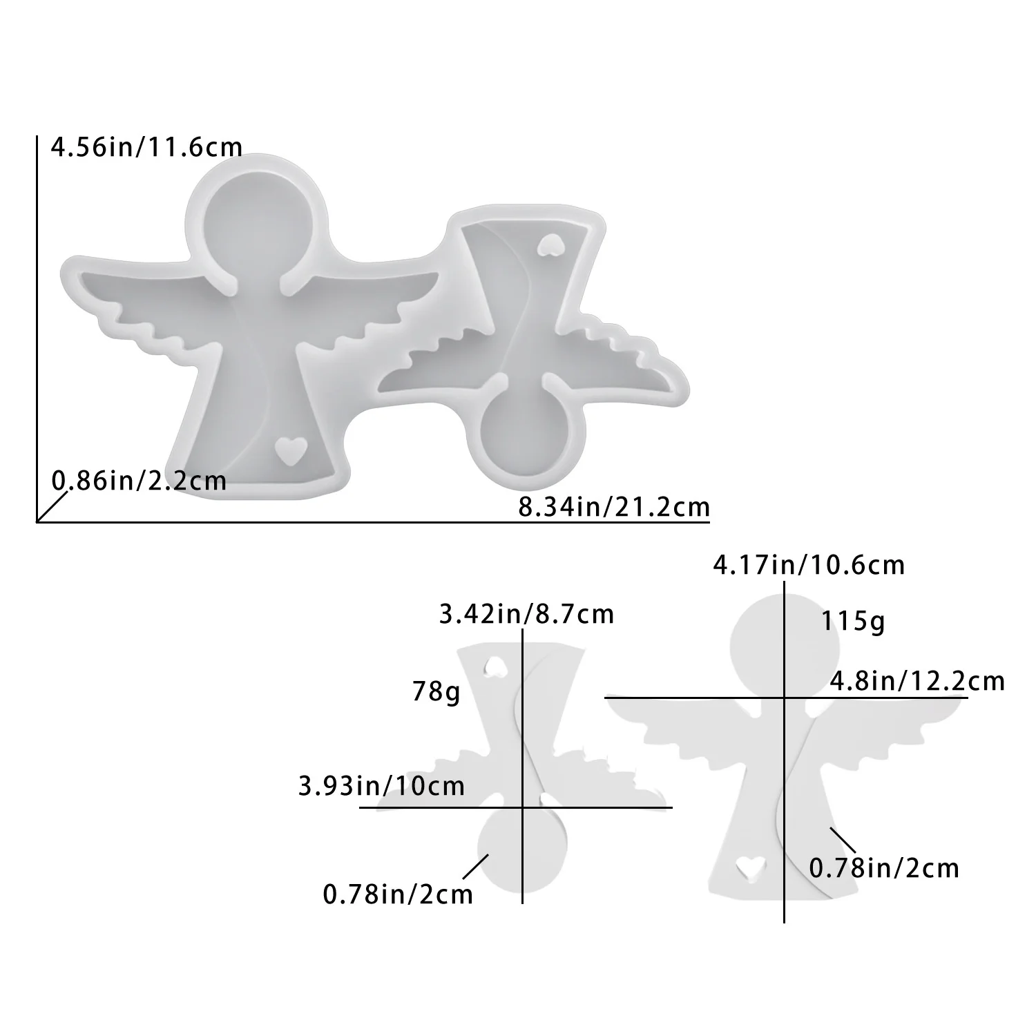 DIY Wing Heart Angel Combination Resin Mold Angel Ornament Plaster Silicone Mold
DIY Wing Heart Angel Combination Resin Mold Angel Ornament Plaster Silicone Mold