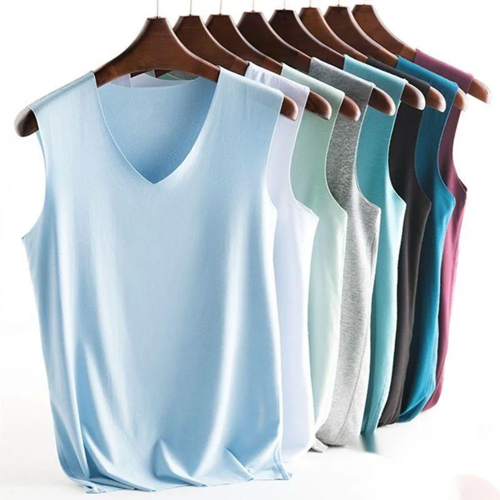 Men's Soft Ice Silk Sleeveless T-shirts Summer Vest V-Neck Tank Tops Casual Undershirt Sports Fitness Man Tops
Men's Soft Ice Silk Sleeveless T-shirts Summer Vest V-Neck Tank Tops Casual Undershirt Sports Fitness Man Tops