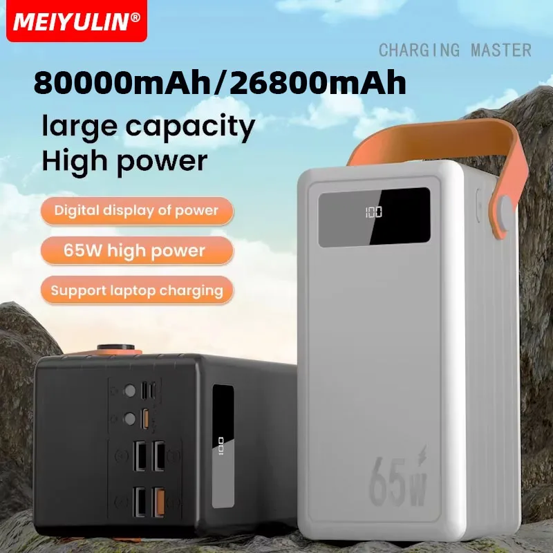 Large Capacity 80000mAh Power Bank USB C PD65W Fast Charging Spare Battery For IPhone 15 Samsung Xiaomi Laptop Car Jump Starter
Large Capacity 80000mAh Power Bank USB C PD65W Fast Charging Spare Battery For IPhone 15 Samsung Xiaomi Laptop Car Jump Starter