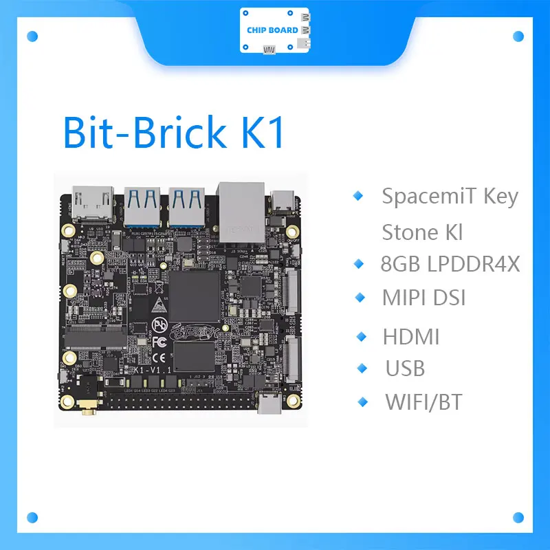 Bit-Brick K1,SpacemiT Key Stone K1, development board spacemiT 8-core RISC-V AI CPU Full Open Source
Bit-Brick K1,SpacemiT Key Stone K1, development board spacemiT 8-core RISC-V AI CPU Full Open Source