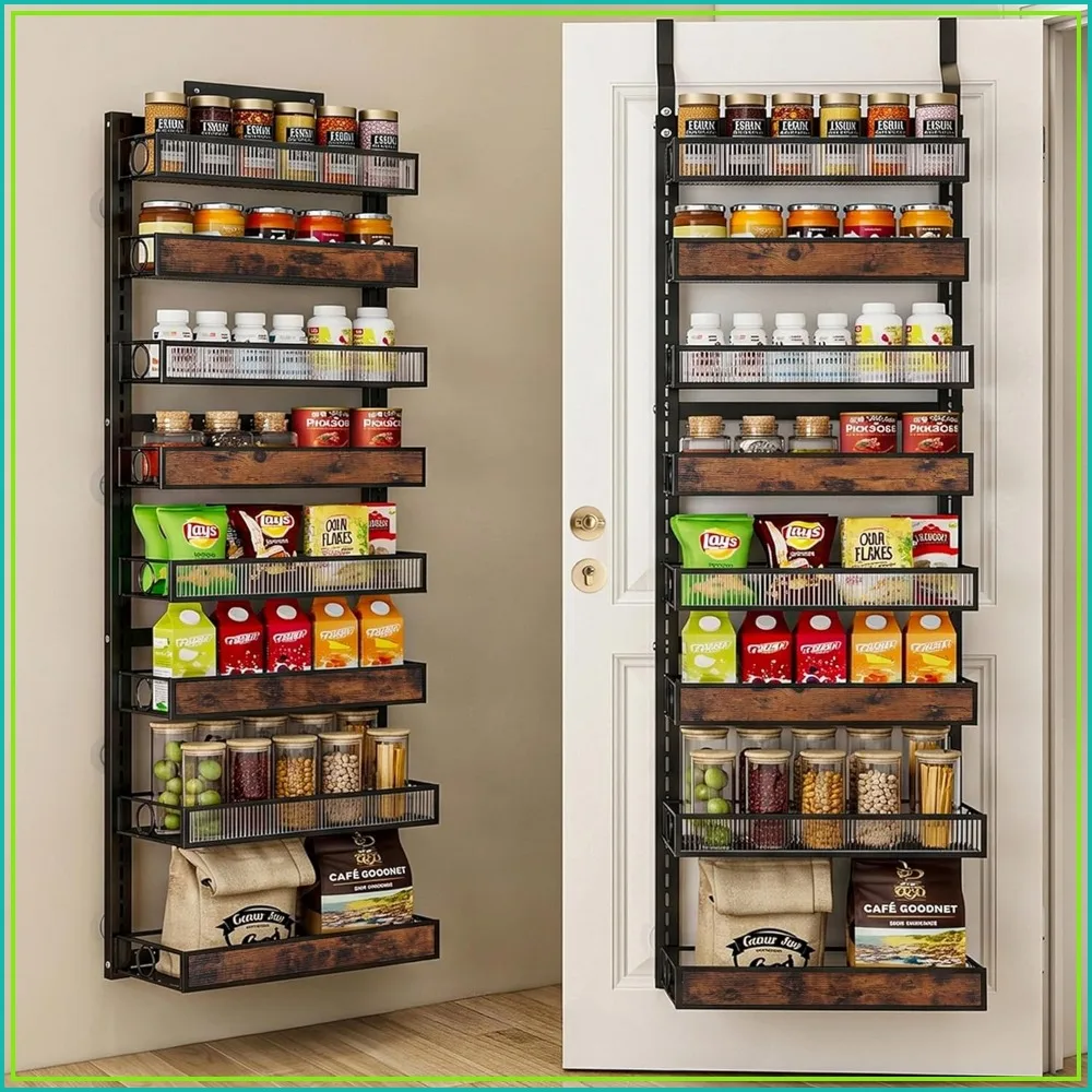 8-Tier Pantry Door Organizer Spice Rack, 2-in-1 Wall Mount or Over Door, Adjustable Baskets, Heavy Duty Storage Shelves for Kitchen
8-Tier Pantry Door Organizer Spice Rack, 2-in-1 Wall Mount or Over Door, Adjustable Baskets, Heavy Duty Storage Shelves for Kitchen