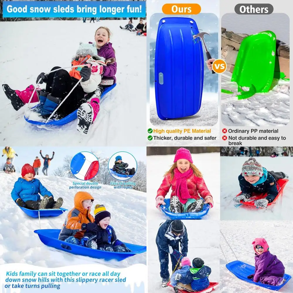 Классические сверхпрочные пластиковые сани для снега с ручками и веревками, 35 для 1-2 гонщиков, идеально подходят для зимних катаний на лыжах и катания на санях.
Классические сверхпрочные пластиковые сани для снега с ручками и веревками, 35 для 1-2 гонщиков, идеально подходят для зимних катаний на лыжах и катания на санях.