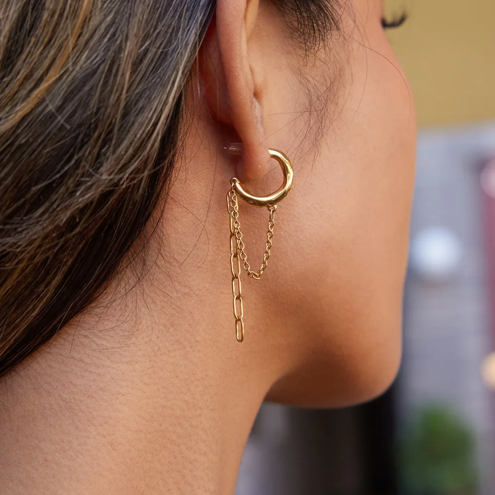 1pair Stainless Steel 18K Gold Chain C-ring Fringed Earrings - Non-fading Fashionable Jewelry
1pair Stainless Steel 18K Gold Chain C-ring Fringed Earrings - Non-fading Fashionable Jewelry