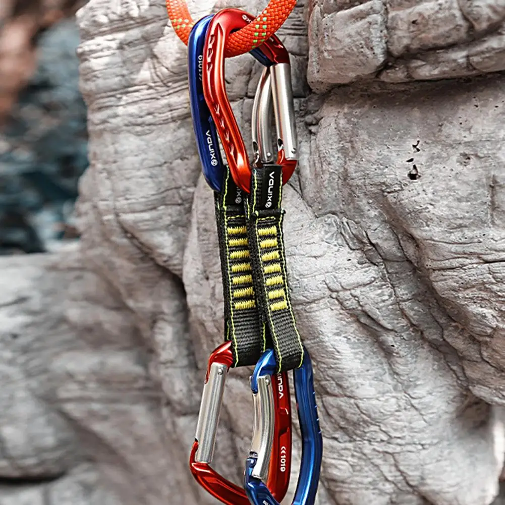 Climbing Webbing High Strengthy 25kN Breaking Tension Quick Draw Mountaineering Carabiner Connecting Sling Strap Climb Equipment
Climbing Webbing High Strengthy 25kN Breaking Tension Quick Draw Mountaineering Carabiner Connecting Sling Strap Climb Equipment