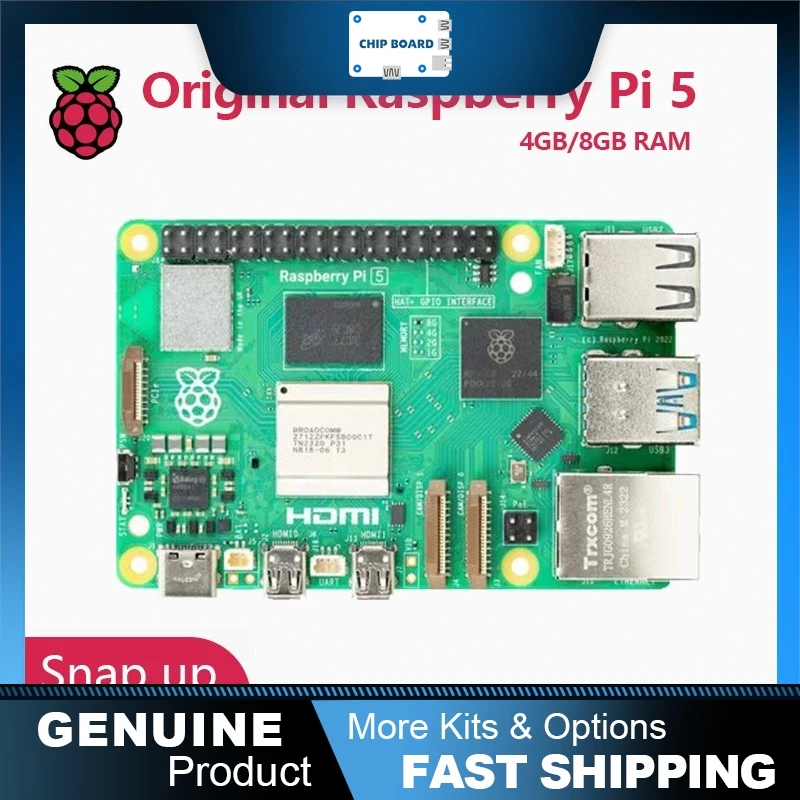 Official Raspberry Pi 5 Cortex-A76 Linux SBC, 2GB / 4GB / 8GB / 16GB RAM, PCIe, Gigabit Ethernet, USB 3.0
Official Raspberry Pi 5 Cortex-A76 Linux SBC, 2GB / 4GB / 8GB / 16GB RAM, PCIe, Gigabit Ethernet, USB 3.0