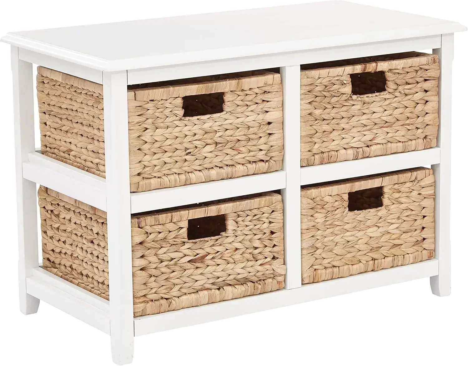 Seabrook Storage Tower with Solid Wood Frame and Natural Baskets, 2-Tier, 4-Drawer, White Finish
Seabrook Storage Tower with Solid Wood Frame and Natural Baskets, 2-Tier, 4-Drawer, White Finish