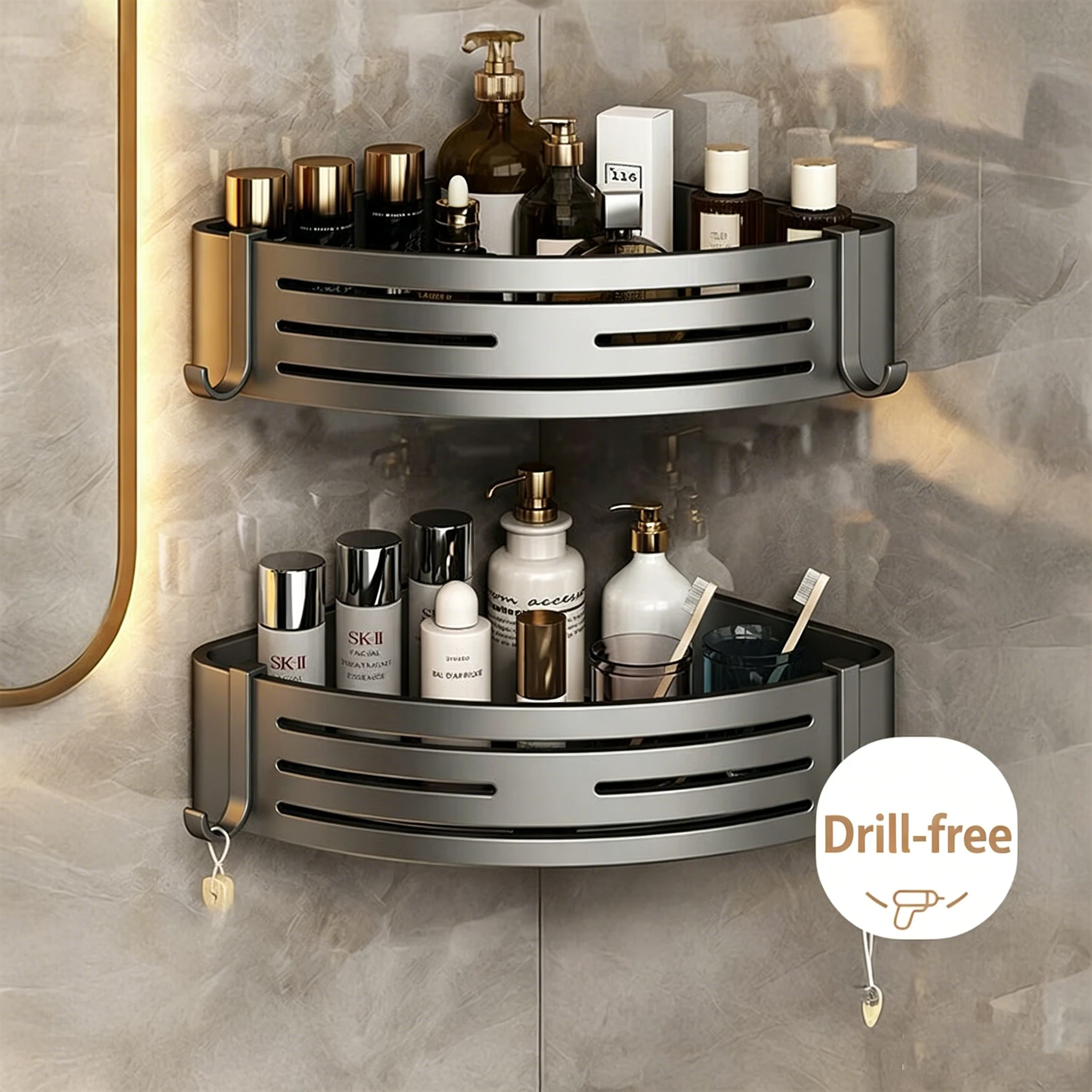 Suction Cup Stick-on No-Drill Bathroom Corner Storage Shelf
Suction Cup Stick-on No-Drill Bathroom Corner Storage Shelf
