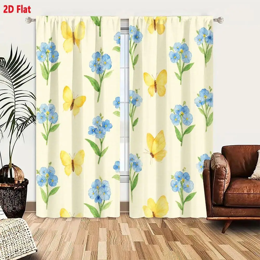 Blue Butterfly Flower Pattern Curtain 2 Pcs Watercolor Style Curtains Panel for Living Room Bedroom Window Decor Home Decoration
Blue Butterfly Flower Pattern Curtain 2 Pcs Watercolor Style Curtains Panel for Living Room Bedroom Window Decor Home Decoration