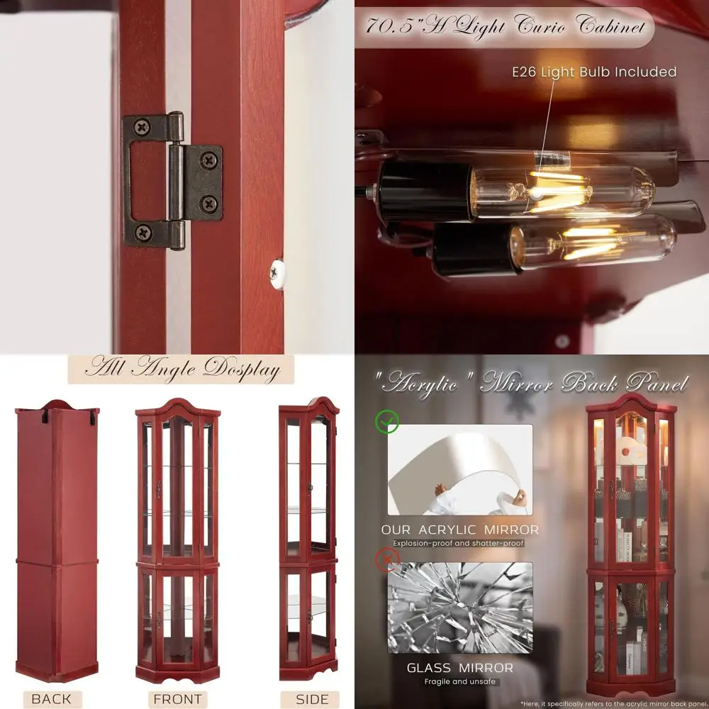 70.5 Cherry Wood Curio Cabinet with Tempered Glass, Display Case & Storage Rack for Wine, China, and Liquor
70.5 Cherry Wood Curio Cabinet with Tempered Glass, Display Case & Storage Rack for Wine, China, and Liquor