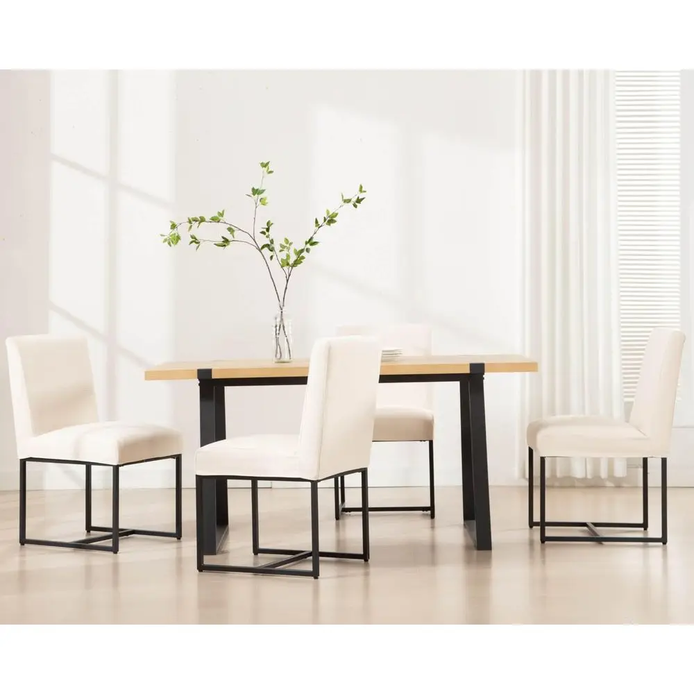 Upholstered Dining Chairs Set of 4 with Removable Chair Cover, Mid Century Modern Padded Chair with Black Metal Frame for Resta
Upholstered Dining Chairs Set of 4 with Removable Chair Cover, Mid Century Modern Padded Chair with Black Metal Frame for Resta