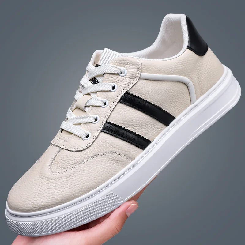 New Men Cow Leather Casual Shoes Fashion Striped Flat Skate Shoes Young Man Lace-up Loafers
New Men Cow Leather Casual Shoes Fashion Striped Flat Skate Shoes Young Man Lace-up Loafers