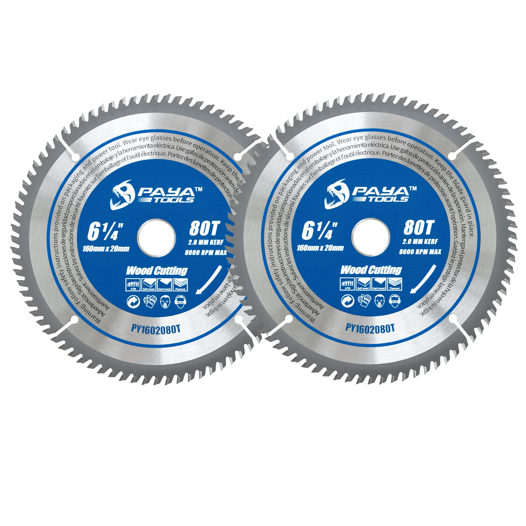 PAYA 6-1/4" 80T Wood Cutting Circular Saw Blade with 20mm Arbor ATB TCT Carbide Tipped Teeth for Wood Plastic Composite Material
PAYA 6-1/4" 80T Wood Cutting Circular Saw Blade with 20mm Arbor ATB TCT Carbide Tipped Teeth for Wood Plastic Composite Material