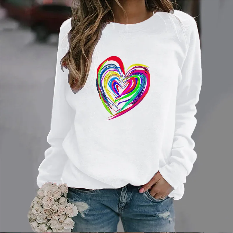 Новая модная красочная толстовка с круглым вырезом в форме сердца, осенний спортивный топ с принтом, уличная женская одежда
Новая модная красочная толстовка с круглым вырезом в форме сердца, осенний спортивный топ с принтом, уличная женская одежда