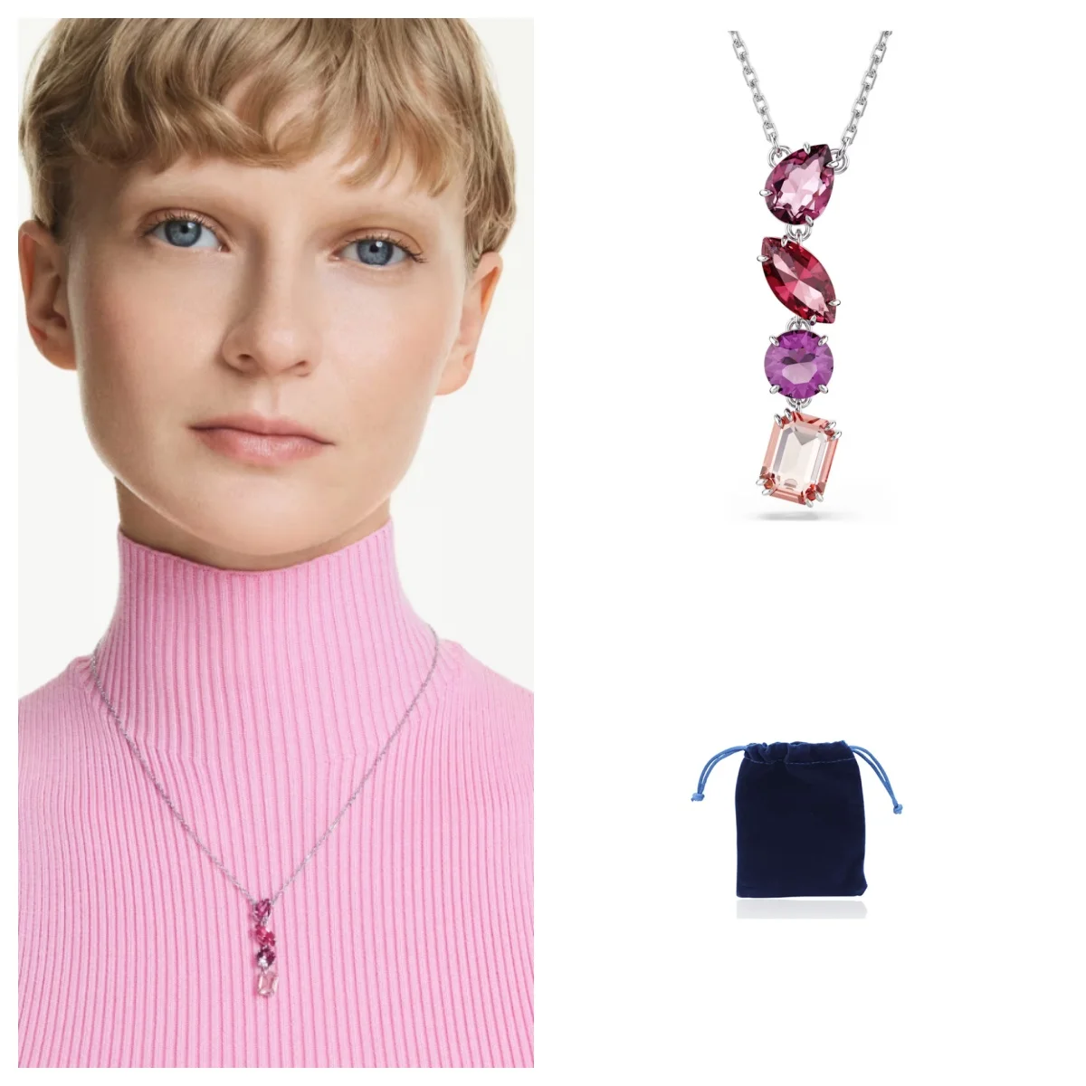 Gema pendant Mixed cuts, Pink, Rhodium plated
Gema pendant Mixed cuts, Pink, Rhodium plated